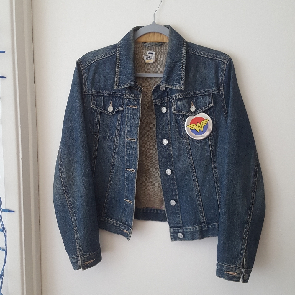 🌙Upcycled Gap Denim Jean Jacket Rosie Nevertheless - Picture 2 of 11